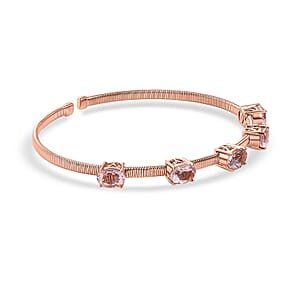 Luxoro AAA Pink Morganite Bangle Bracelet in 10K Rose Gold 3.90 ctw (7.25 Inches)