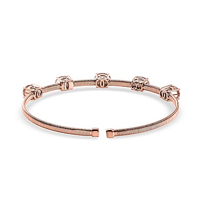 Luxoro AAA Pink Morganite Bangle Bracelet in 10K Rose Gold 3.90 ctw (7.25 Inches)