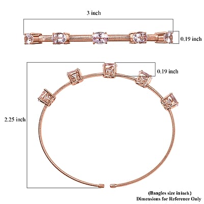 Luxoro AAA Pink Morganite Bangle Bracelet in 10K Rose Gold 3.90 ctw (7.25 Inches)