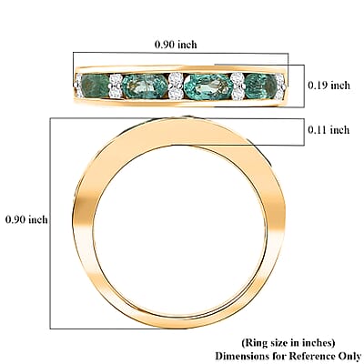 D'Joy Premium Kagem Zambian Emerald and Moissanite 1.10 ctw Ring in 18K Vermeil Yellow Gold Over Sterling Silver (Size 6.0)