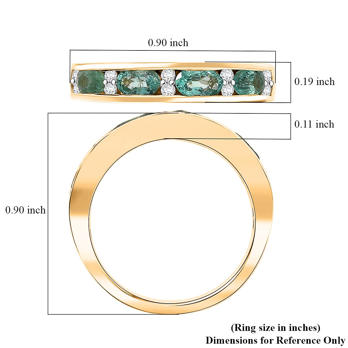 D'Joy Premium Kagem Zambian Emerald and Moissanite 1.10 ctw Ring in 18K Vermeil Yellow Gold Over Sterling Silver (Size 6.0) image number 5