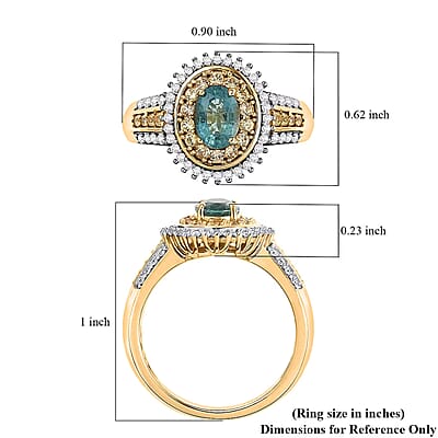 D'Joy Premium Kagem Zambian Emerald, Multi Gemstone Ring in 18K Vermeil YG Over Sterling Silver (Size 10.0) 1.40 ctw