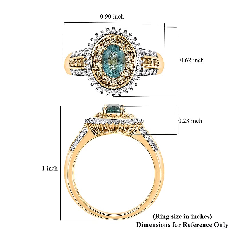 D'Joy Premium Kagem Zambian Emerald, Multi Gemstone Ring in 18K Vermeil YG Over Sterling Silver (Size 10.0) 1.40 ctw