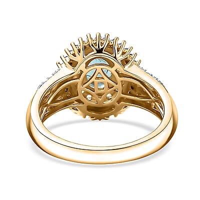 D'Joy Premium Kagem Zambian Emerald, Multi Gemstone Ring in 18K Vermeil YG Over Sterling Silver (Size 10.0) 1.40 ctw