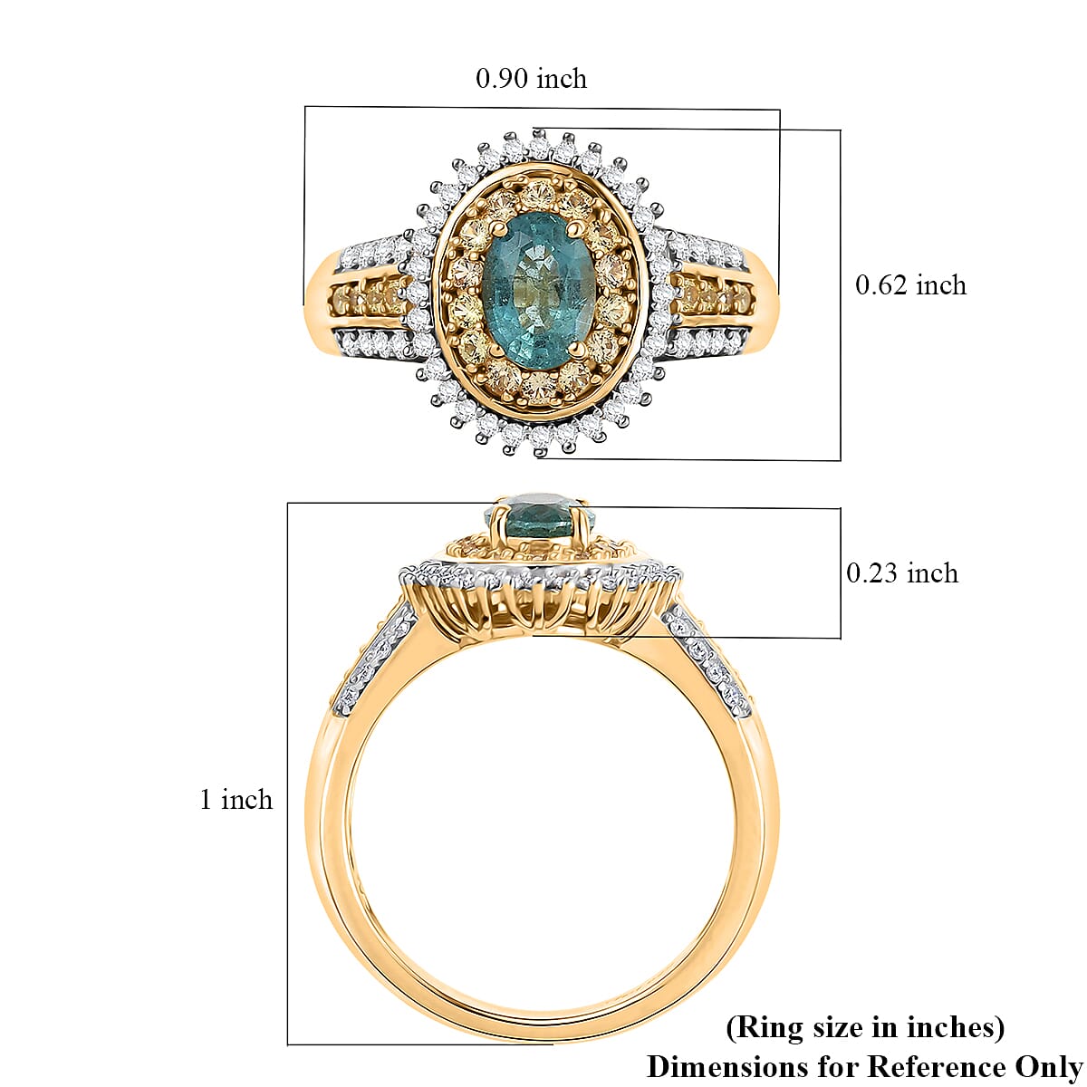 D'Joy Premium Kagem Zambian Emerald and Multi Gemstone 1.40 ctw Ring in 18K Vermeil Yellow Gold Over Sterling Silver (Size 7.0) image number 5