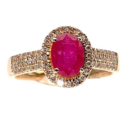 Certified & Appraised Iliana AAA Mozambique Ruby and Diamond I1 - I2 2.10 ctw Ring in 14K Yellow Gold (Size 7.0) 4.10 Grams (Ships. in 10-15 Days)