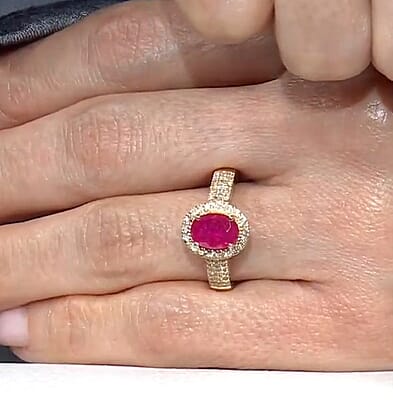 Certified & Appraised Iliana AAA Mozambique Ruby and Diamond I1 - I2 2.10 ctw Ring in 14K Yellow Gold (Size 8.0) 4.10 Grams