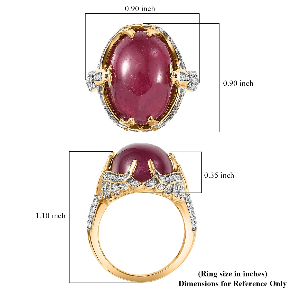 D'Joy African Ruby (FF) and Multi Gemstone 22.35 ctw Ring in 18K Vermeil Yellow Gold Over Sterling Silver (Size 10.0) image number 5