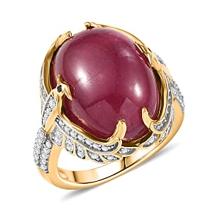 D'Joy African Ruby (FF) and Multi Gemstone 22.35 ctw Ring in 18K Vermeil Yellow Gold Over Sterling Silver (Size 10.0)