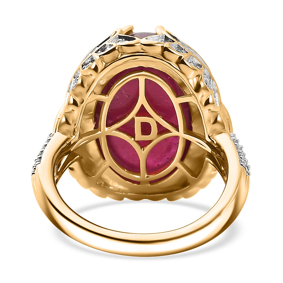 D'Joy African Ruby (FF) and Multi Gemstone 22.35 ctw Ring in 18K Vermeil Yellow Gold Over Sterling Silver (Size 10.0) image number 4