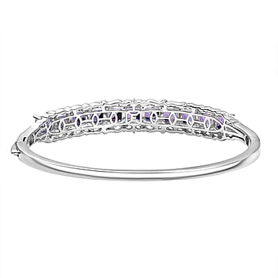 EverTrue African Amethyst 11.90 ctw Art Nouveau Bangle Bracelet in 18K YG Plated and Platinum Bond (7.25 In)