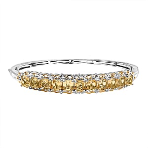 Doorbuster EverTrue Brazilian Citrine 12.60 ctw Bangle Bracelet in 18K YG Plated and Platinum Bond (7.25 In)