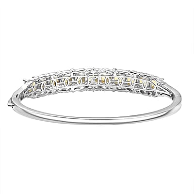 EverTrue Brazilian Citrine 12.60 ctw Art Nouveau Bangle Bracelet in 18K YG Plated and Platinum Bond (7.25 In)