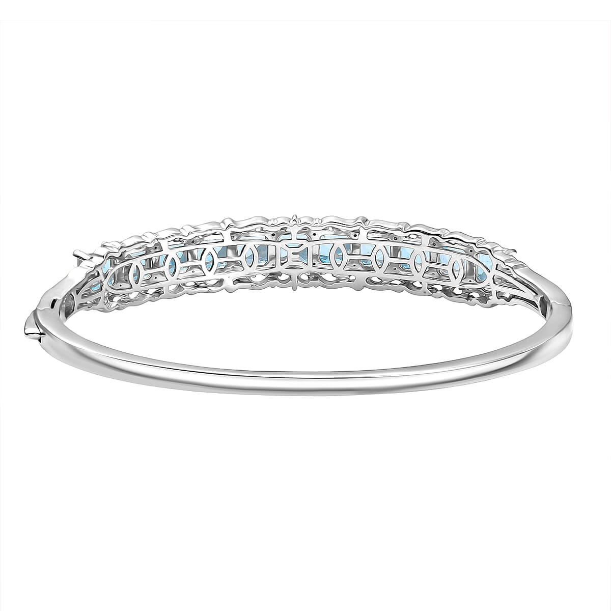 EverTrue Sky Blue Topaz 15.90 ctw Bangle Bracelet in 18K YG Plated and Platinum Bond (7.25 In) image number 4