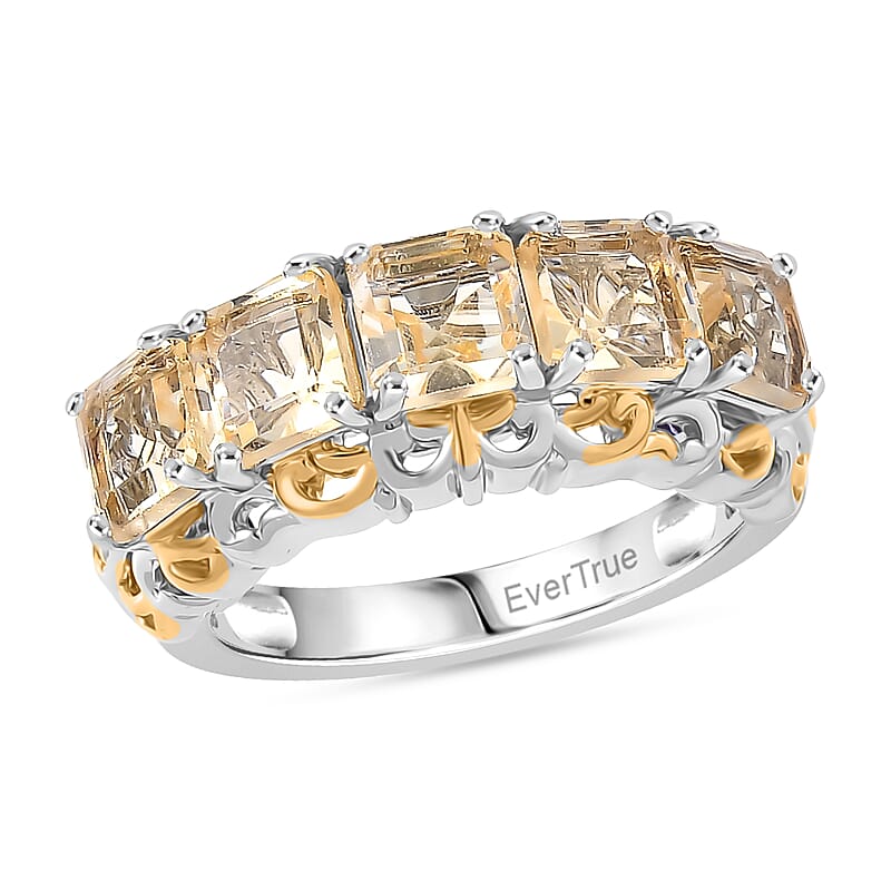 EverTrue Brazilian Citrine Ring in 18K YG Plated and Platinum Bond 3.30 ctw (Size 5.0)