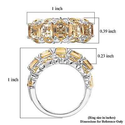 EverTrue Brazilian Citrine Ring in 18K YG Plated and Platinum Bond 3.30 ctw (Size 5.0)