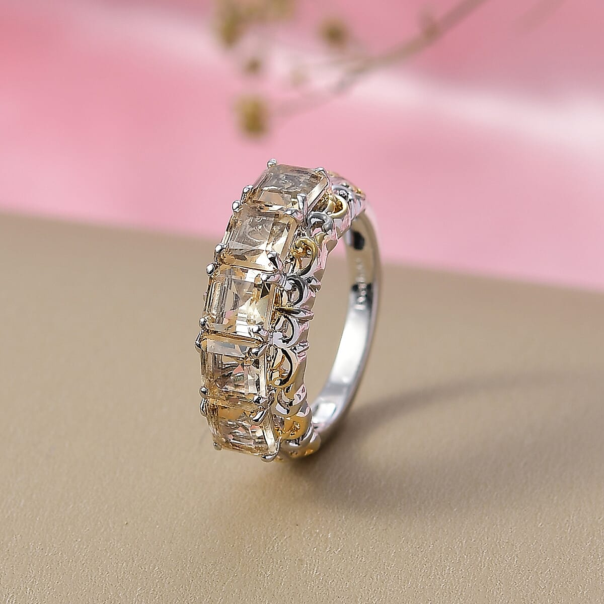 EverTrue Brazilian Citrine 3.30 ctw Ring in 18K YG Plated and Platinum Bond (Size 6.0) image number 1