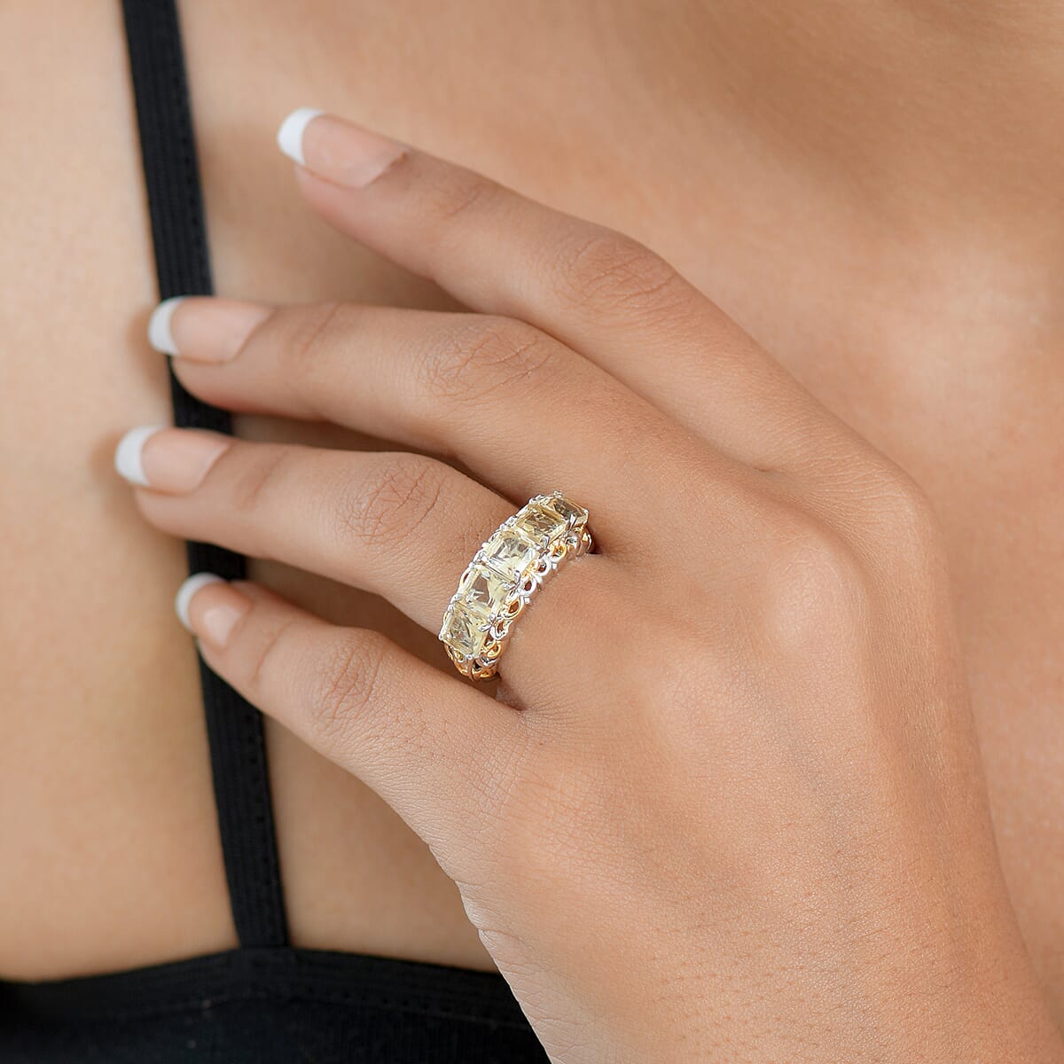 EverTrue Brazilian Citrine 3.30 ctw Ring in 18K YG Plated and Platinum Bond (Size 6.0) image number 2