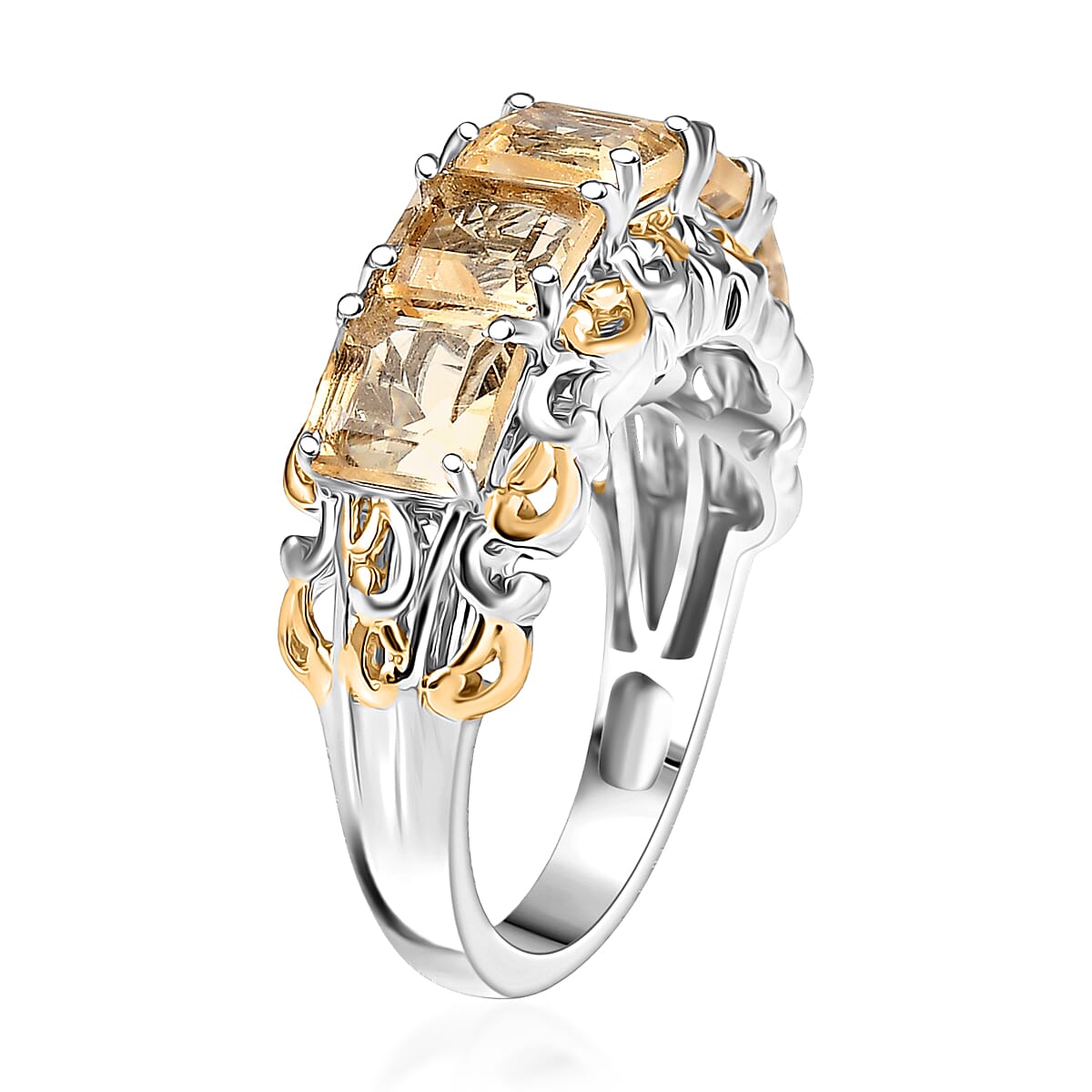 EverTrue Brazilian Citrine 3.30 ctw Ring in 18K YG Plated and Platinum Bond (Size 6.0) image number 3