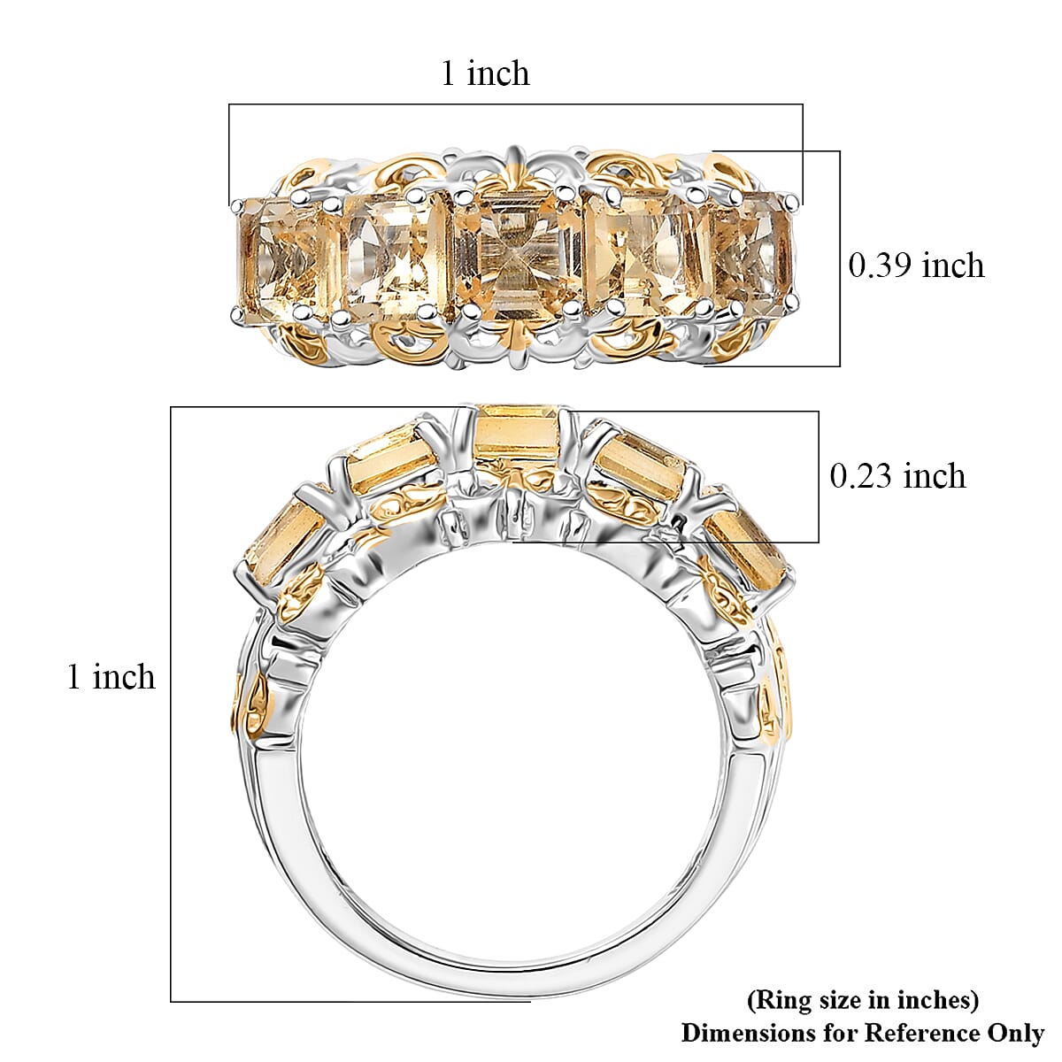 EverTrue Brazilian Citrine 3.30 ctw Ring in 18K YG Plated and Platinum Bond (Size 6.0) image number 5