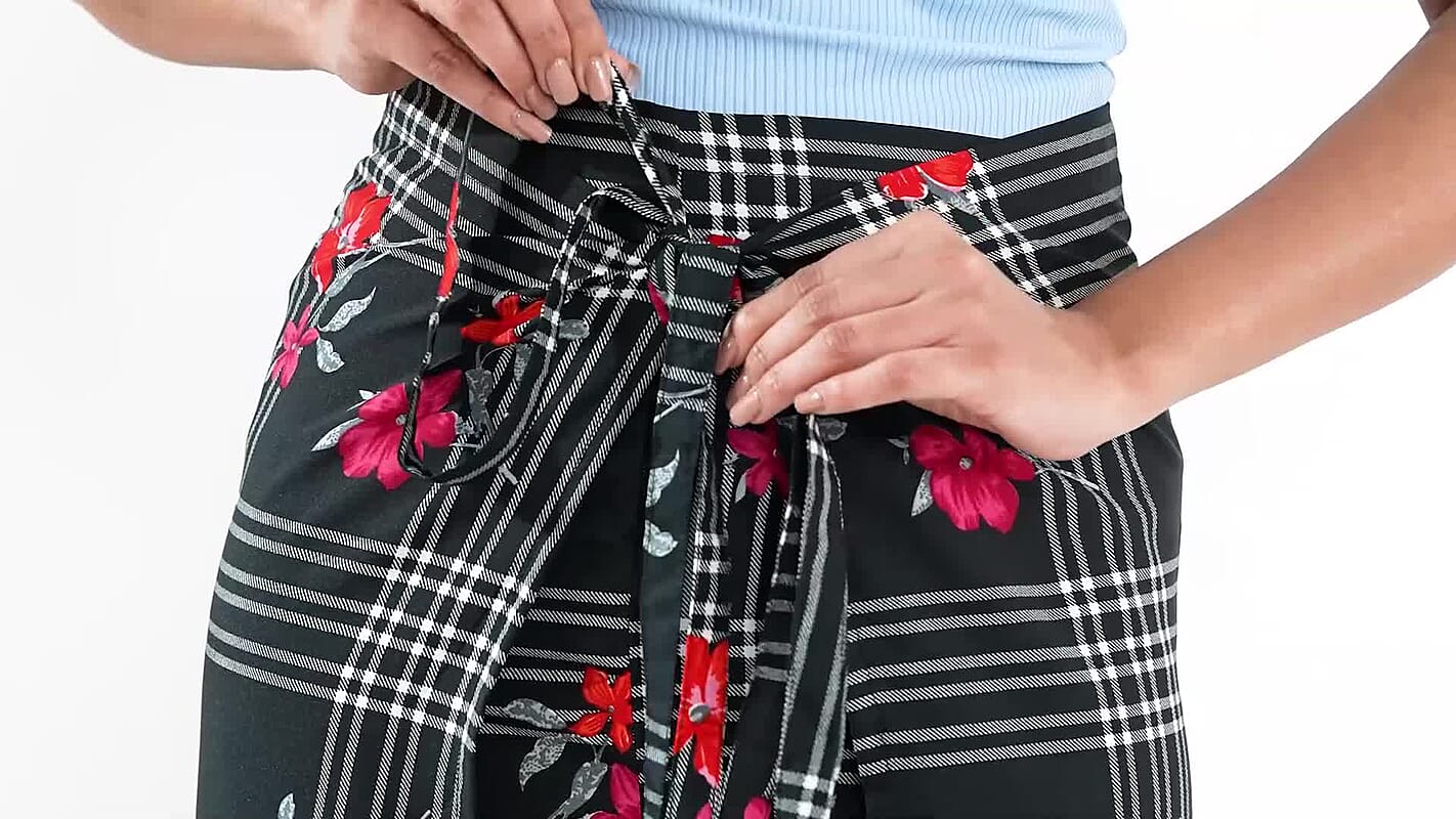 Black Floral Printed Boho Wrap Pants - One Size Fits Most
