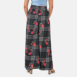 Black Floral Printed Boho Wrap Pants - One Size Fits Most