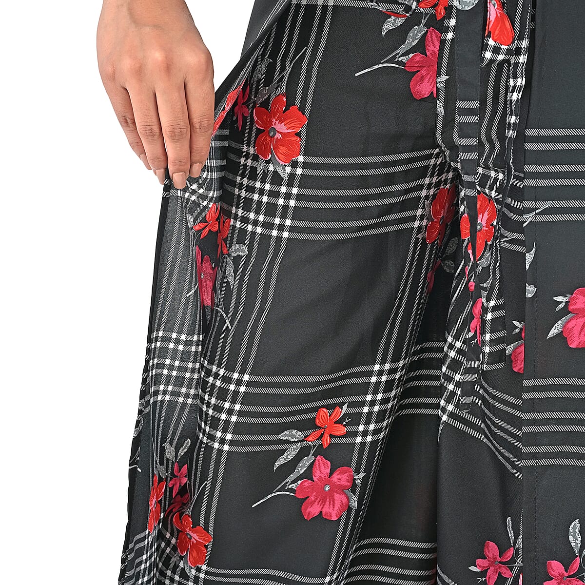 Black Floral Printed Boho Wrap Pants - One Size Fits Most image number 7