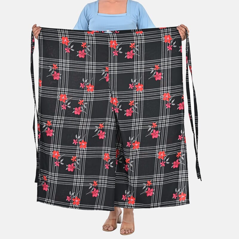 Black Floral Printed Boho Wrap Pants - One Size Fits Most