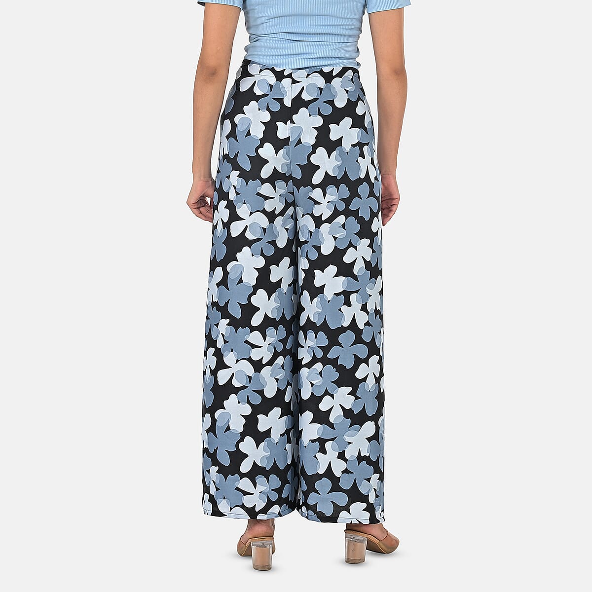 Navy Floral Printed Boho Wrap Pants - One Size Fits Most image number 1