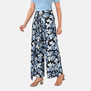 Navy Floral Printed Boho Wrap Pants - One Size Fits Most