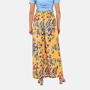 Beige Floral Printed Boho Wrap Pants - One Size Fits Most