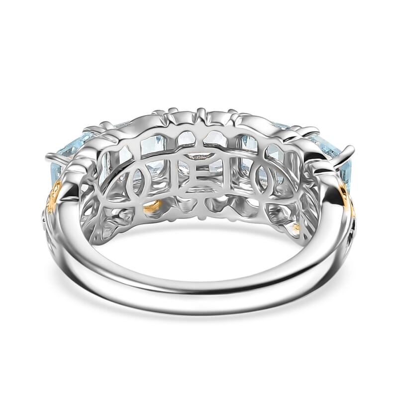 EverTrue Sky Blue Topaz Ring in 18K YG Plated and Platinum Bond 4.10 ctw (Size 10.0)