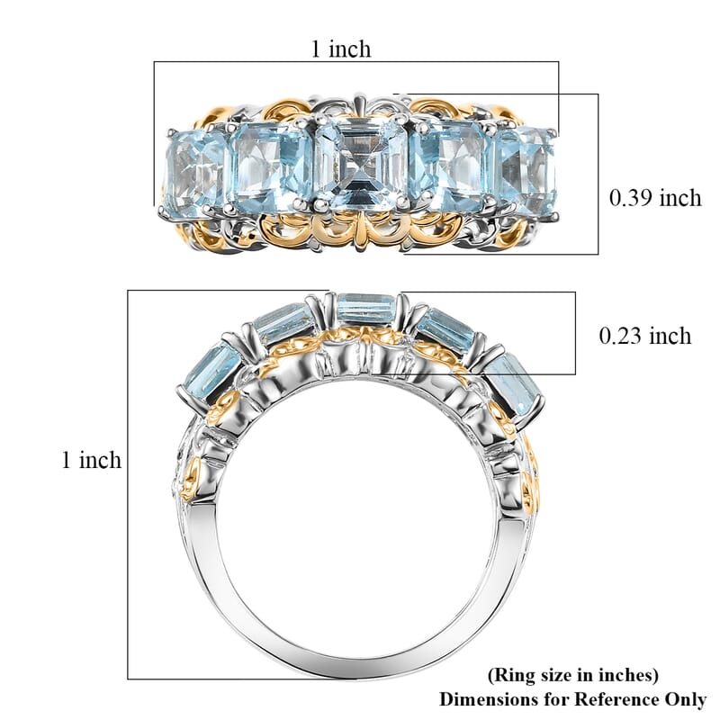 EverTrue Sky Blue Topaz Ring in 18K YG Plated and Platinum Bond 4.10 ctw (Size 10.0)