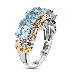 EverTrue Sky Blue Topaz Ring in 18K YG Plated and Platinum Bond 4.10 ctw (Size 7.0)
