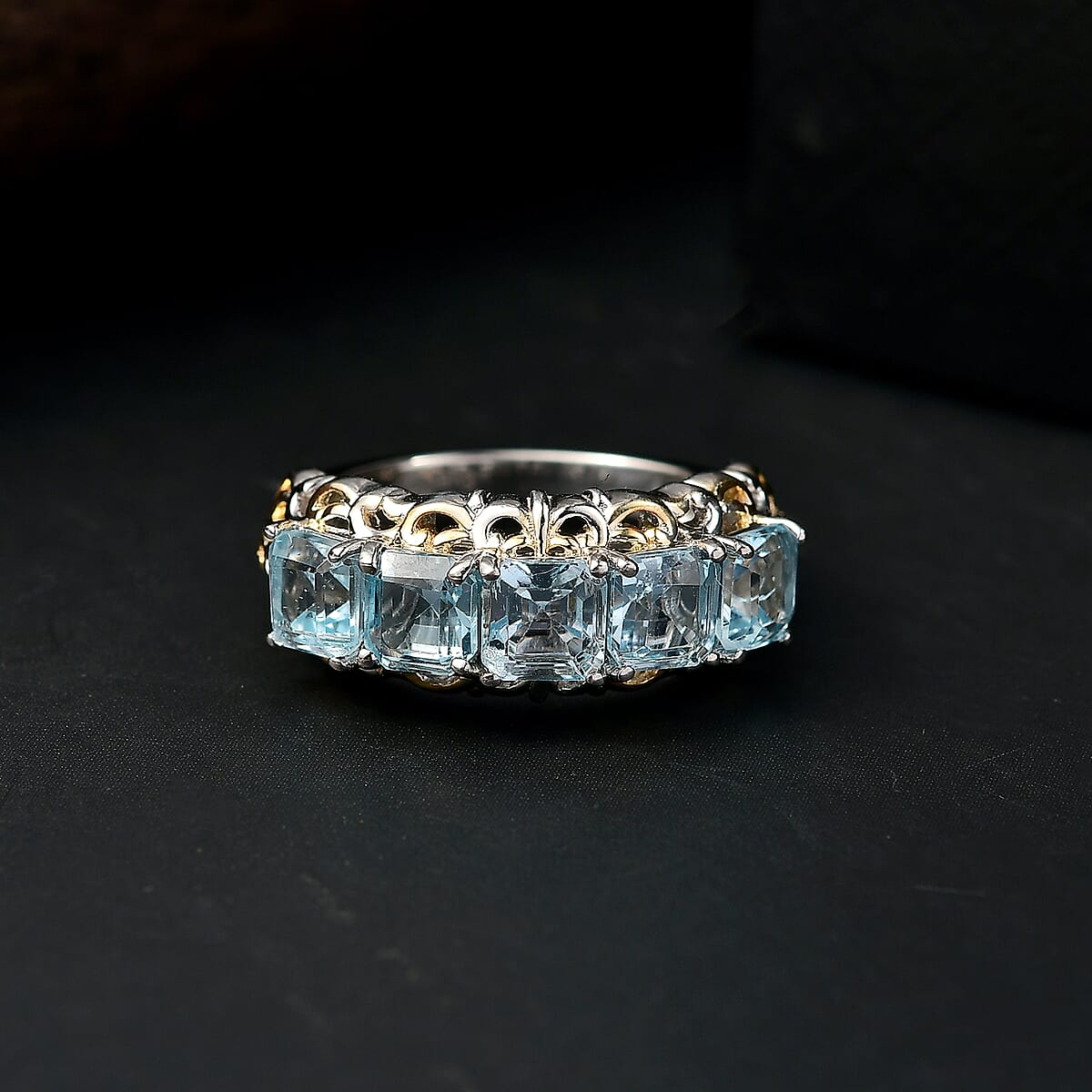 EverTrue Sky Blue Topaz 4.10 ctw Ring in 18K YG Plated and Platinum Bond (Size 8.0) image number 1