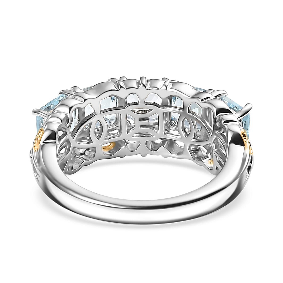 EverTrue Sky Blue Topaz 4.10 ctw Ring in 18K YG Plated and Platinum Bond (Size 8.0) image number 4