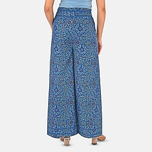 Blue Mandala Printed Boho Wrap Pants - One Size Fits Most