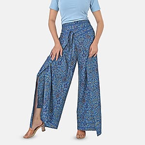 Blue Mandala Printed Boho Wrap Pants - One Size Fits Most
