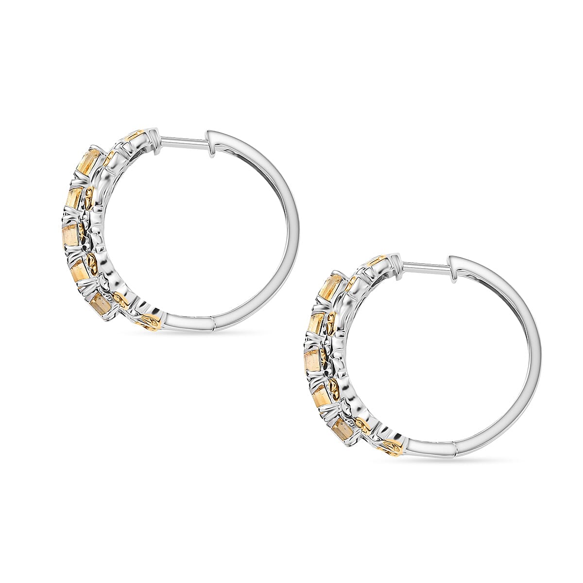 EverTrue Brazilian Citrine 3.70 ctw Hoop Earrings in 18K YG Plated and Platinum Bond image number 3