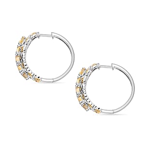 EverTrue Brazilian Citrine 3.70 ctw Hoop Earrings in 18K YG Plated and Platinum Bond