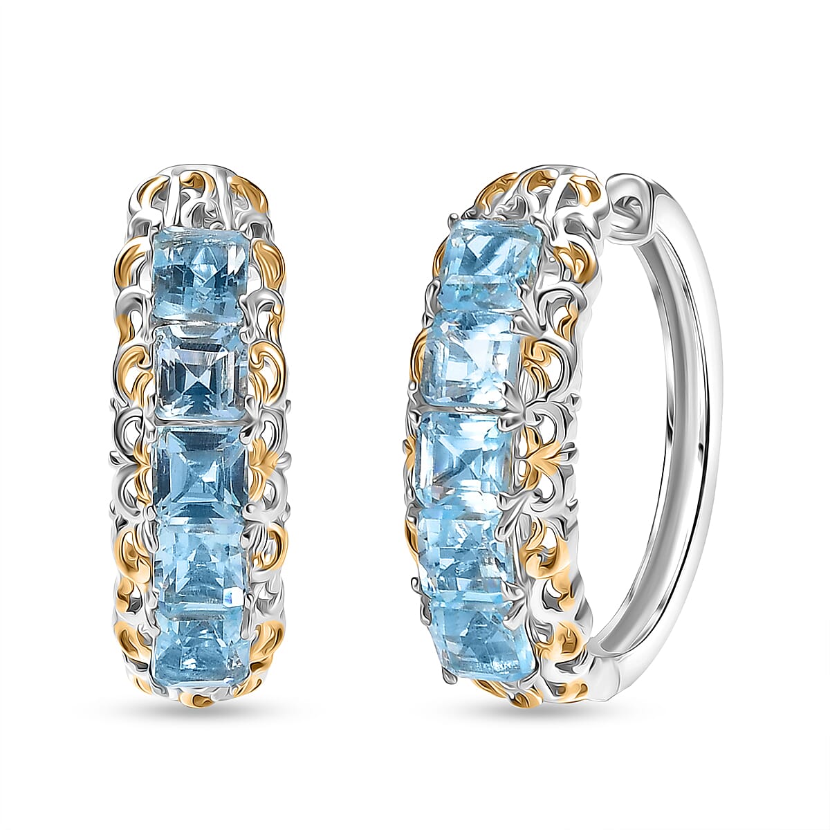 Doorbuster EverTrue Sky Blue Topaz 4.70 ctw Earrings in 18K YG Plated and Platinum Bond image number 0