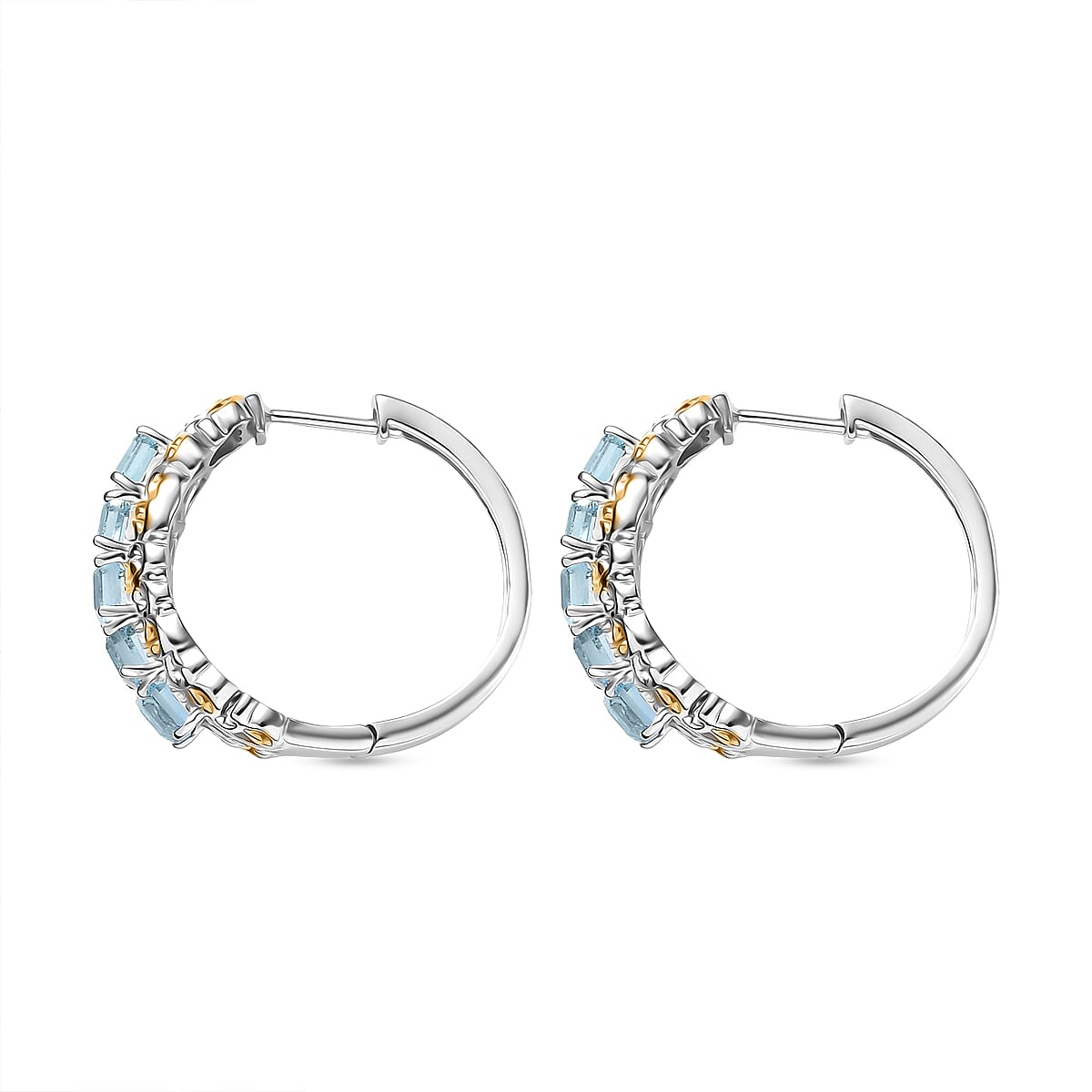 Doorbuster EverTrue Sky Blue Topaz 4.70 ctw Earrings in 18K YG Plated and Platinum Bond image number 3