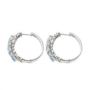 EverTrue Sky Blue Topaz 4.70 ctw Art Nouveau Hoop Earrings in 18K YG Plated and Platinum Bond