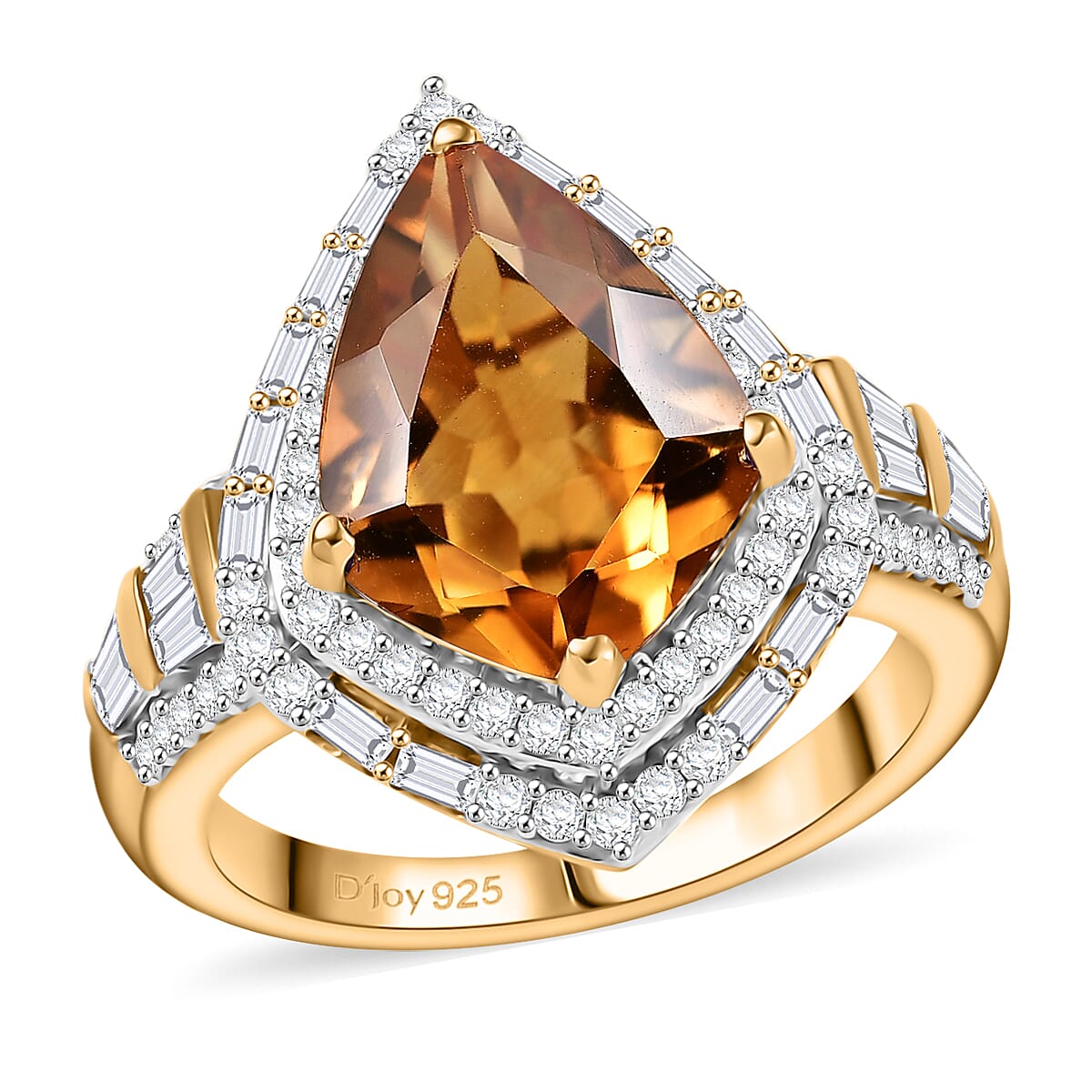 D'Joy Premium Santa Ana Madeira Citrine and Multi Gemstone 5.50 ctw Shield Ring in 18K Vermeil Yellow Gold Over Sterling Silver (Size 10.0) image number 0