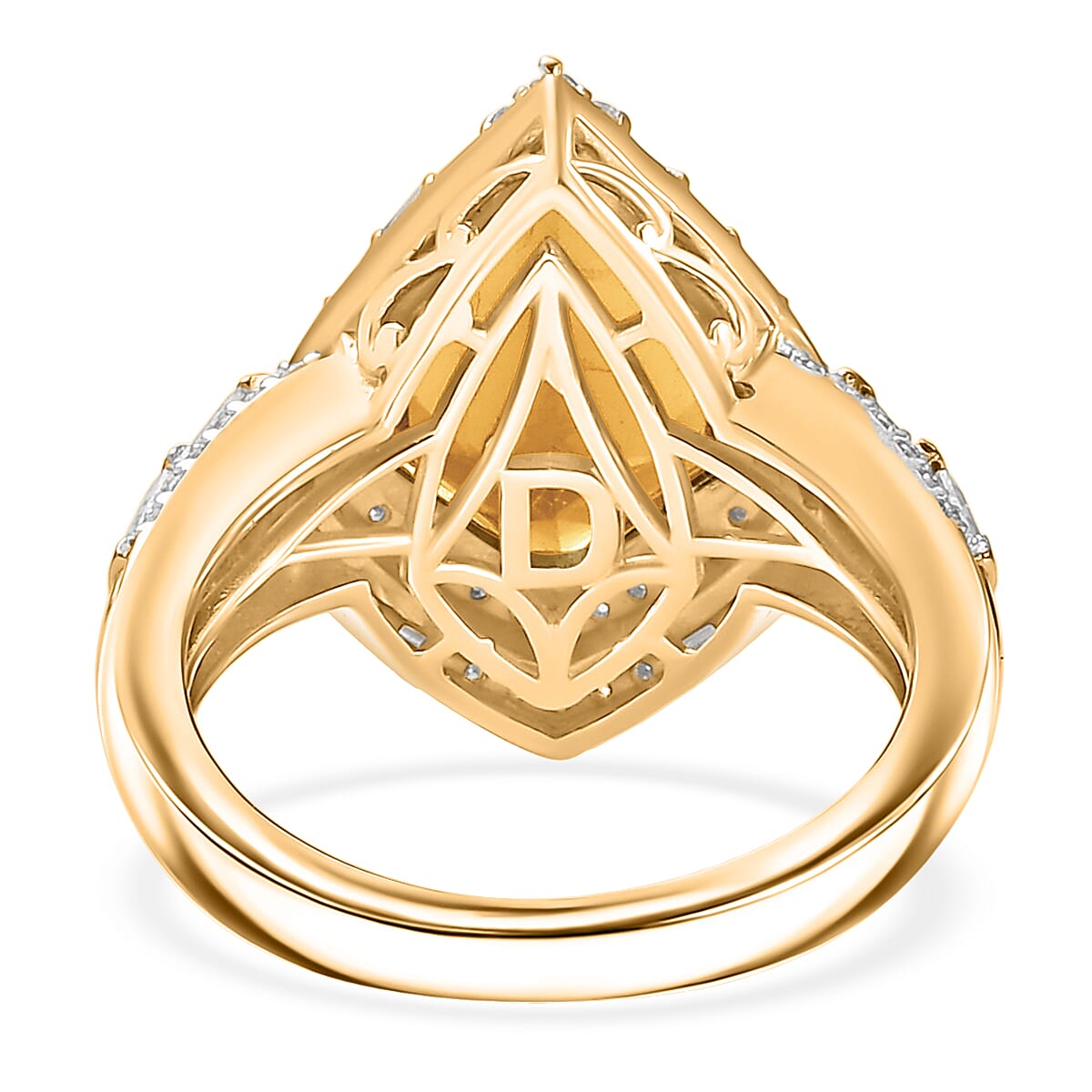 D'Joy Premium Santa Ana Madeira Citrine and Multi Gemstone 5.50 ctw Shield Ring in 18K Vermeil Yellow Gold Over Sterling Silver (Size 10.0) image number 4