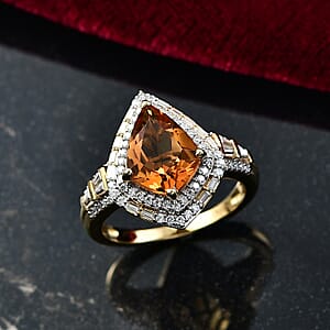 D'Joy Premium Santa Ana Madeira Citrine and Multi Gemstone 5.50 ctw Shield Ring in 18K Vermeil Yellow Gold Over Sterling Silver (Size 7.0)