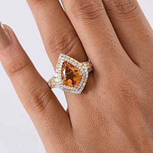 D'Joy Premium Santa Ana Madeira Citrine and Multi Gemstone 5.50 ctw Shield Ring in 18K Vermeil Yellow Gold Over Sterling Silver (Size 7.0)