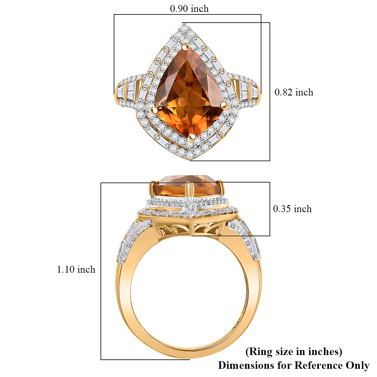 D'Joy Premium Santa Ana Madeira Citrine and Multi Gemstone 5.50 ctw Shield Ring in 18K Vermeil Yellow Gold Over Sterling Silver (Size 7.0) image number 5