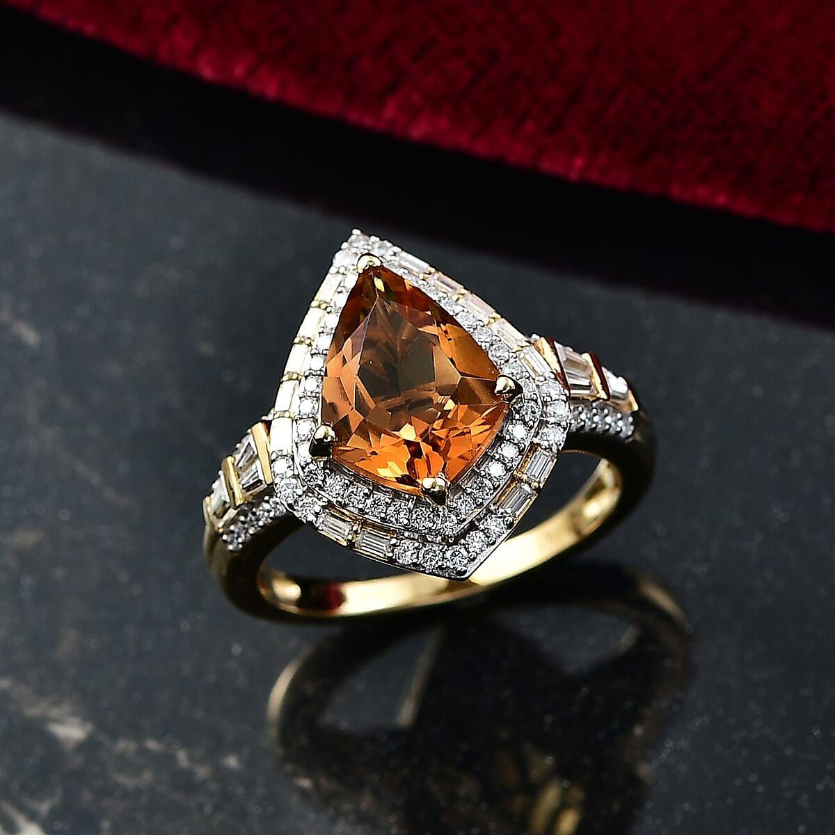 D'Joy Premium Santa Ana Madeira Citrine and Multi Gemstone 5.50 ctw Shield Ring in 18K Vermeil Yellow Gold Over Sterling Silver (Size 8.0) image number 1