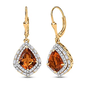Epic Deal D'Joy Premium Santa Ana Madeira Citrine and Moissanite 3.80 ctw Shield Earrings in 18K Vermeil Yellow Gold Over Sterling Silver